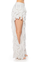 SERENITY RUFFLED PANT IN WHITE