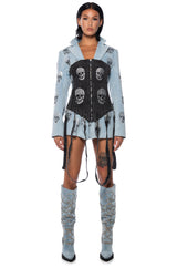 SERVING LOOKS DENIM EMBELLISHED CORSET