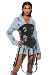 SERVING LOOKS DENIM EMBELLISHED CORSET