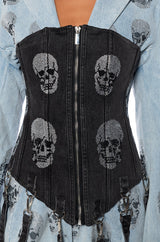 SERVING LOOKS DENIM EMBELLISHED CORSET