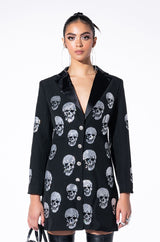 SERVING LOOKS IN THIS FASHION BLAZER WITH RHINESTONE SKULLS