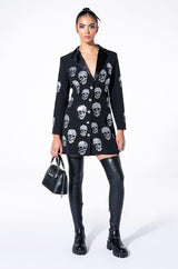 SERVING LOOKS IN THIS FASHION BLAZER WITH RHINESTONE SKULLS