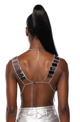 SHAE MIRRORED CROP TOP IN SILVER