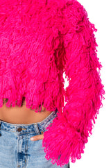 SHAGGY KNIT CROP TURTLENECK SWEATER