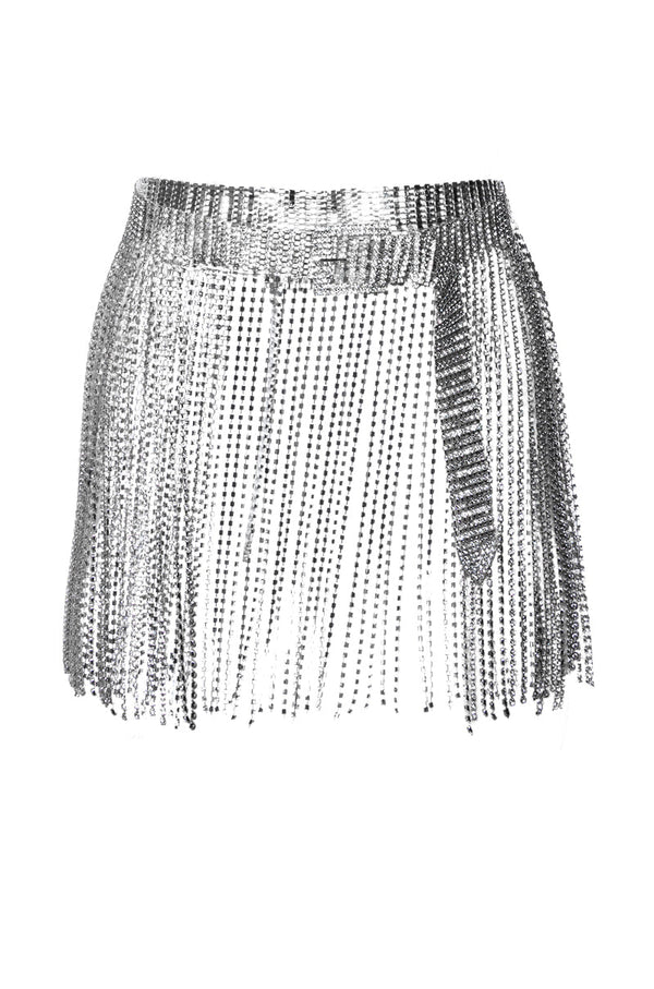 SHAKE A TAIL FEATHER RHINESTONE FRINGE SKIRT BELT