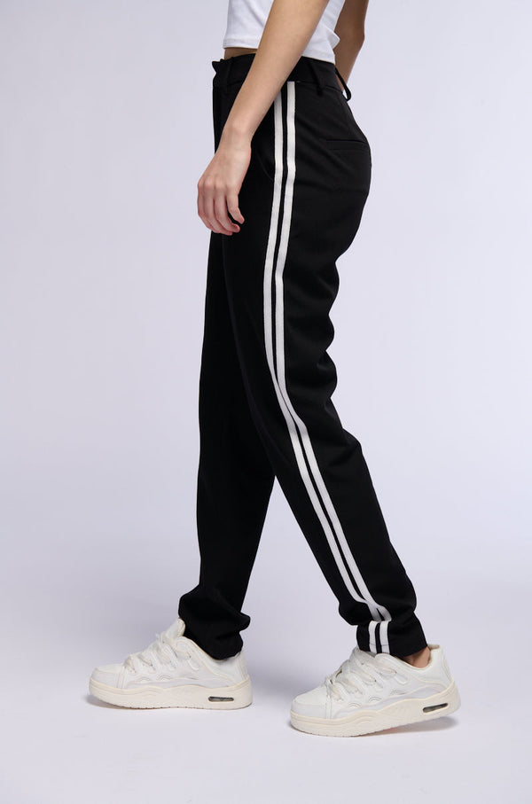 SHE A RIDER STRIPED WOVEN TROUSERS