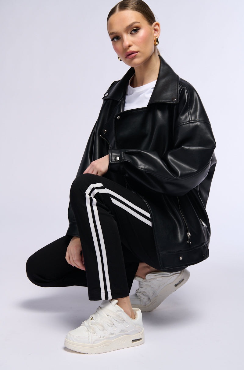 SHE A RIDER STRIPED WOVEN TROUSERS