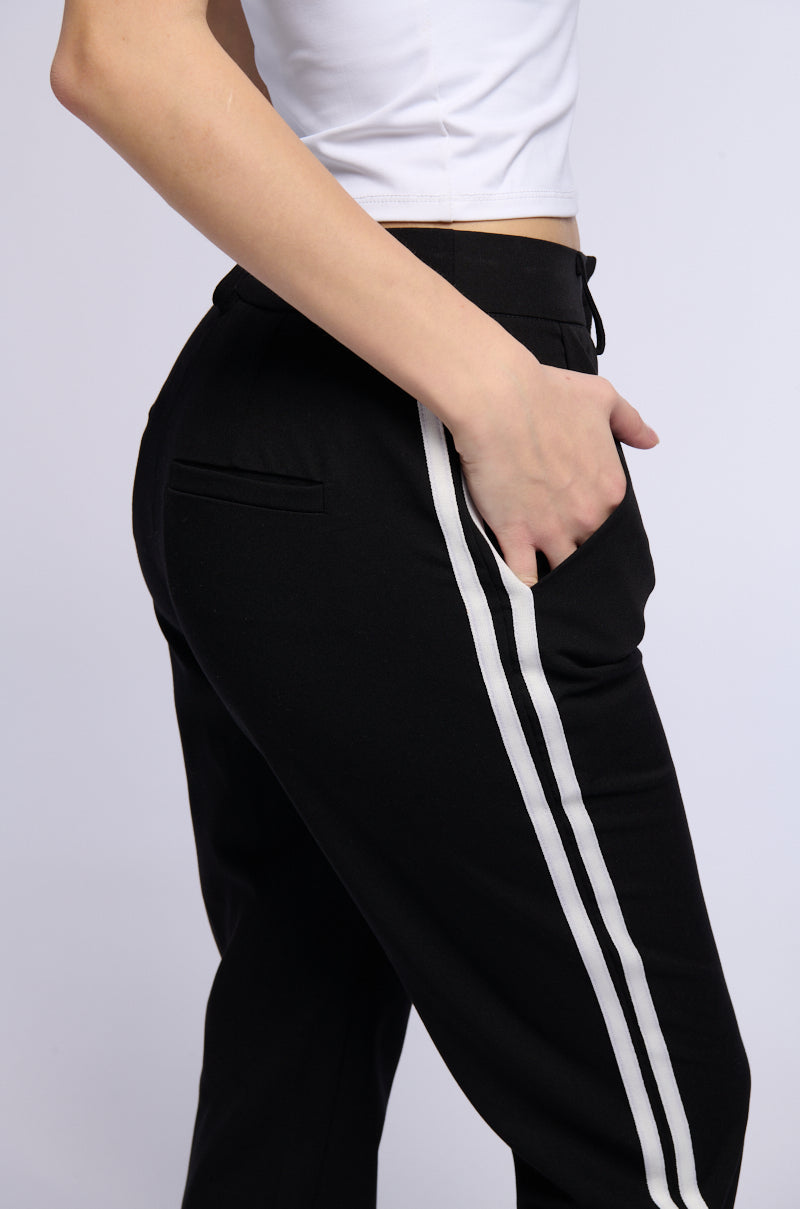 SHE A RIDER STRIPED WOVEN TROUSERS
