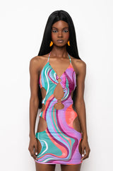 SHE AIN'T ME MINI DRESS WITH CUT OUTS