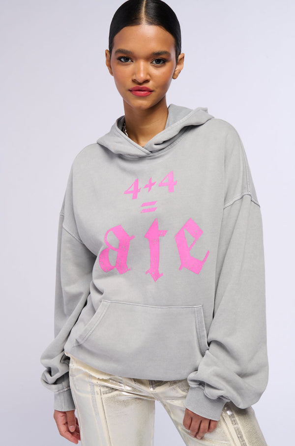 SHE ATE LONG SLEEVE GRAPHIC HOODED SWEATSHIRT