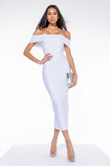 SHE IS EXTRA RHINESTONE BANDAGE MAXI DRESS