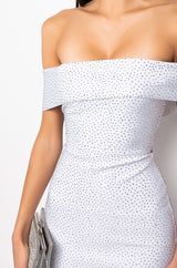 SHE IS EXTRA RHINESTONE BANDAGE MAXI DRESS