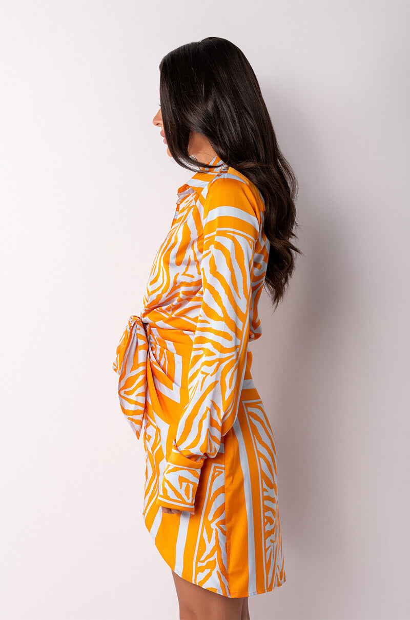 SHE IS WILD SATIN SHIRT DRESS