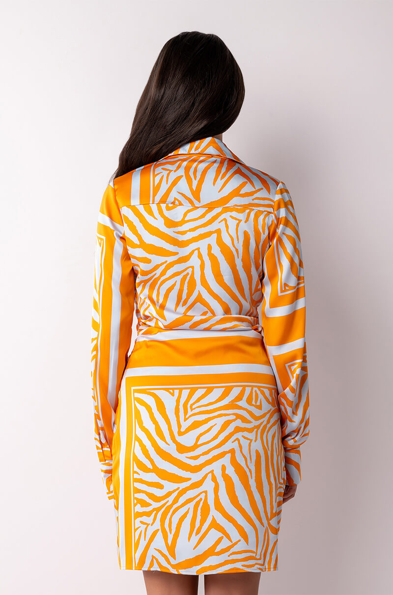 SHE IS WILD SATIN SHIRT DRESS
