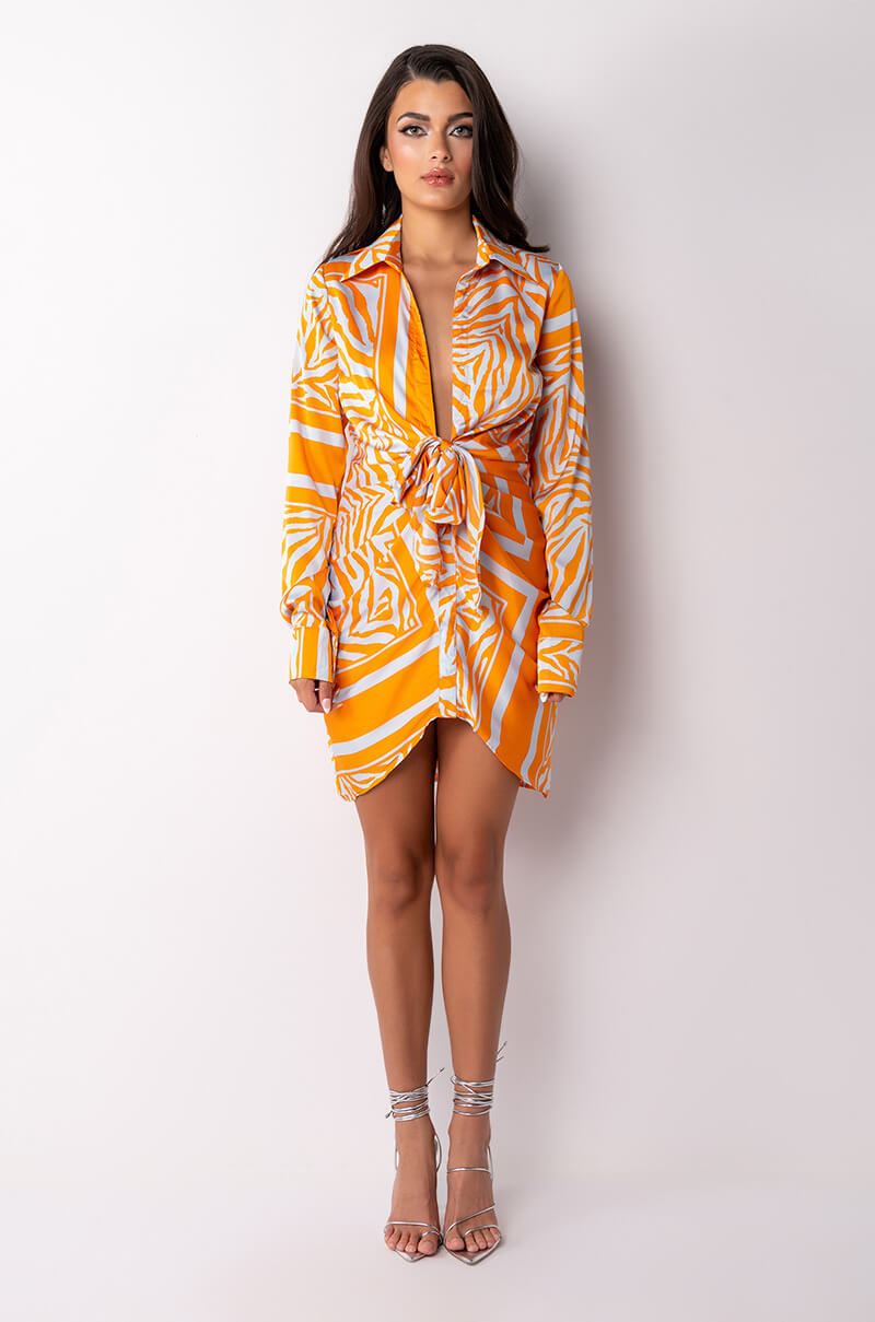 SHE IS WILD SATIN SHIRT DRESS