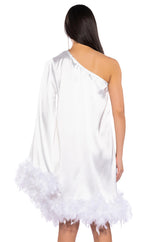JOSIE ONE SLEEVE FEATHER MINI DRESS