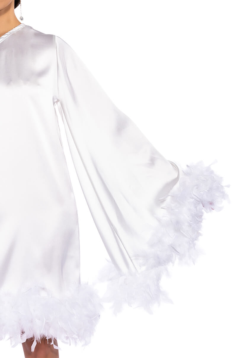 JOSIE ONE SLEEVE FEATHER MINI DRESS
