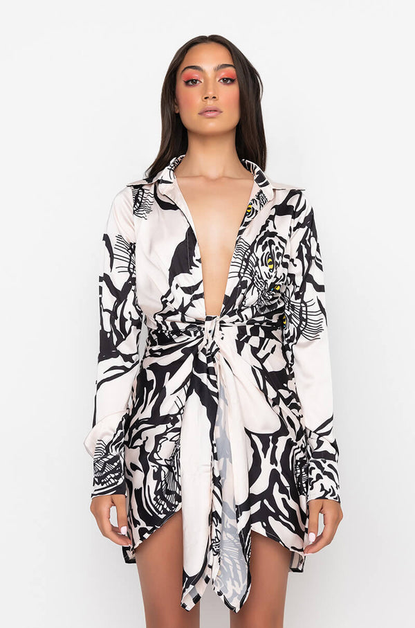 SHE'S DANGEROUS LOW V MINI DRESS