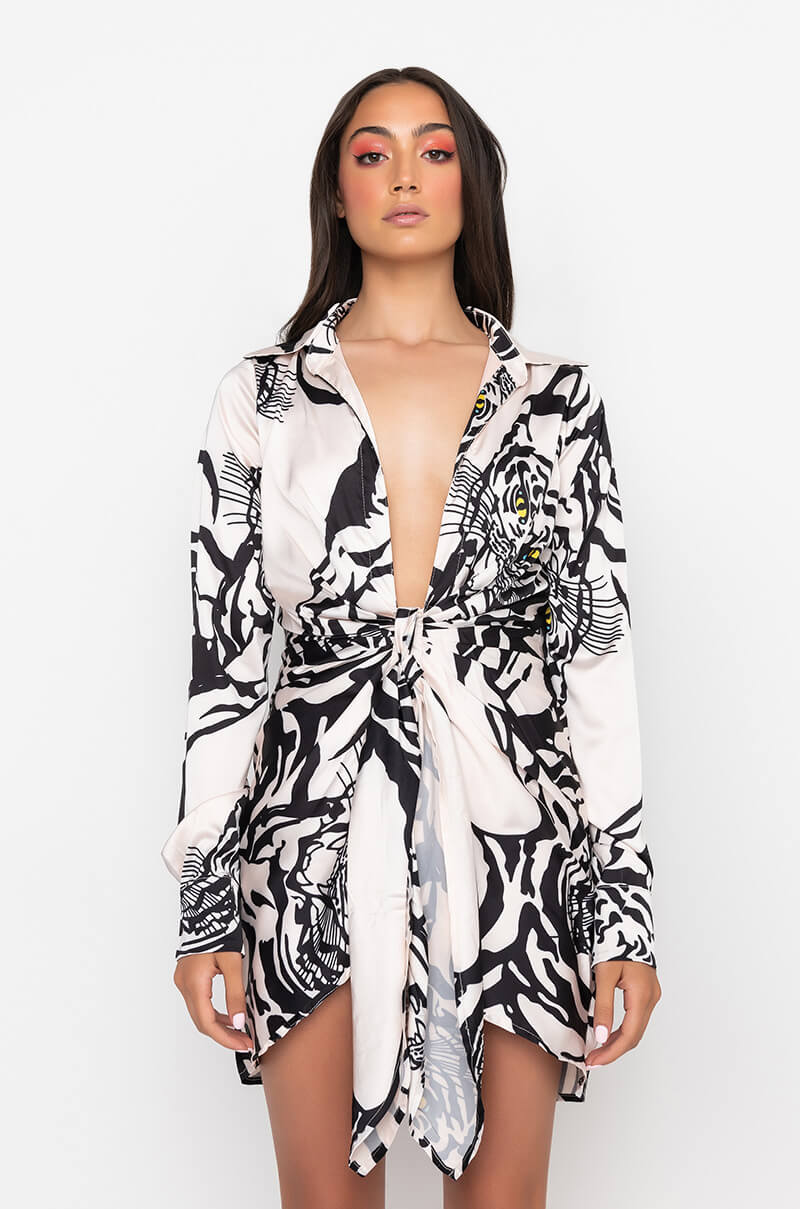 SHE'S DANGEROUS LOW V MINI DRESS