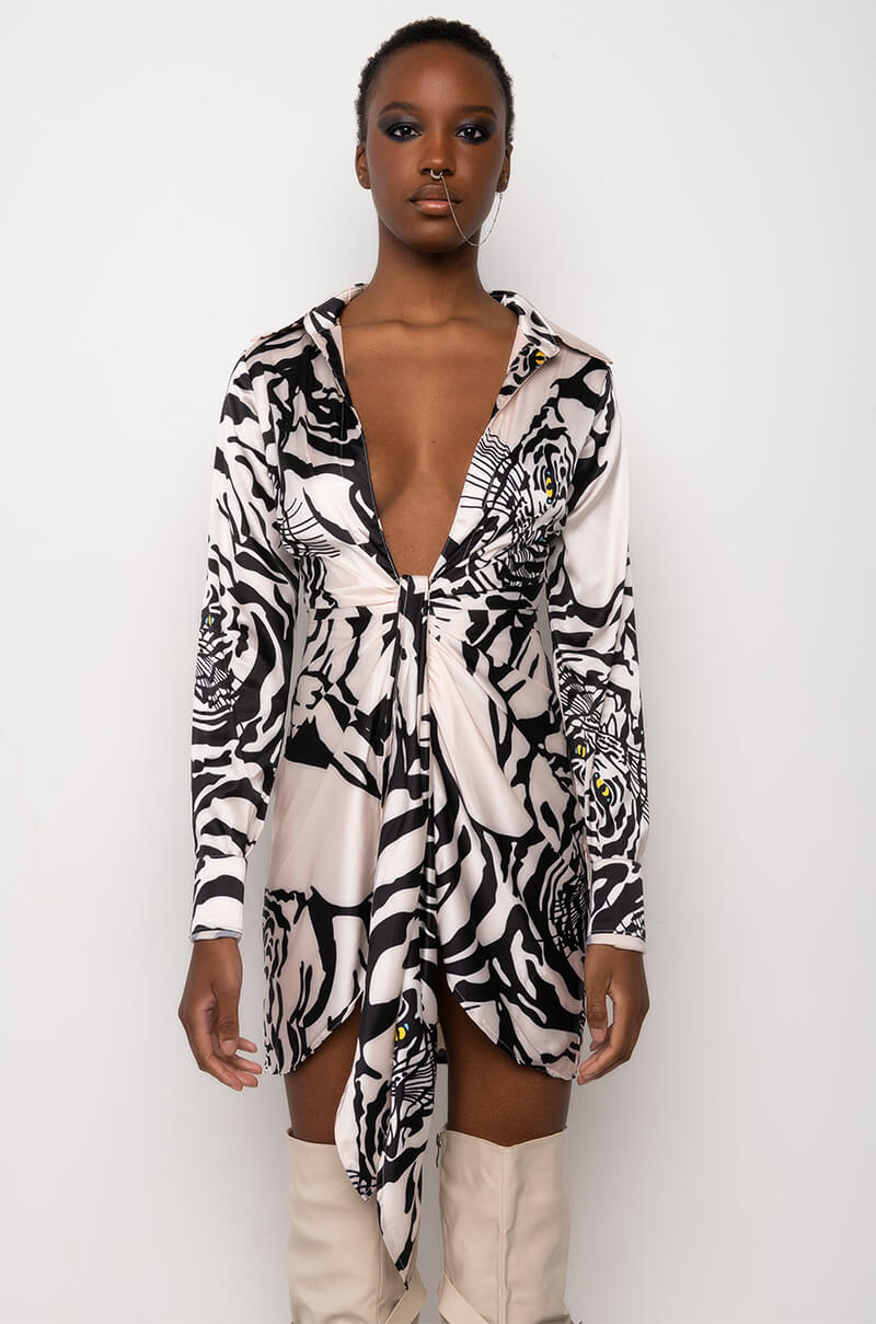 SHE'S DANGEROUS LOW V MINI DRESS
