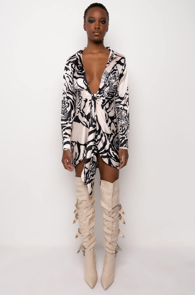 SHE'S DANGEROUS LOW V MINI DRESS