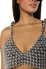 METALLIC BEADED BRA