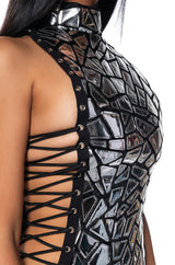 SHES ROYAL METALLIC MINI DRESS