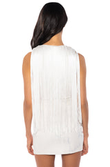 SHILOH FRINGE SLEEVELESS TOP IN WHITE