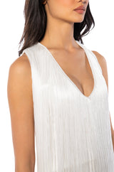 SHILOH FRINGE SLEEVELESS TOP IN WHITE