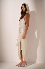 SHIMMER ME DOWN HOODED MIDI DRESS