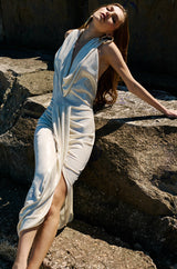 SHIMMER ME DOWN HOODED MIDI DRESS