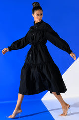 SHOOT YOUR SHOT DRAWSTRING TRENCH MAXI DRESS