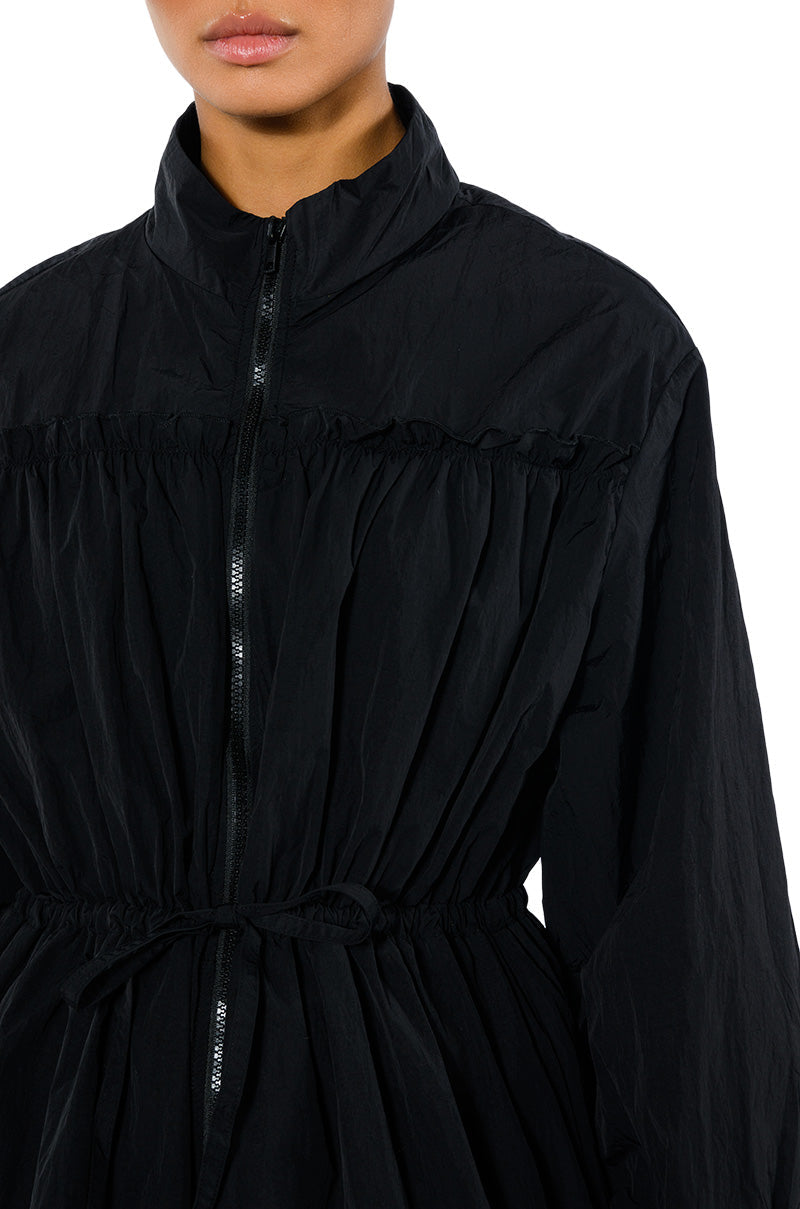SHOOT YOUR SHOT DRAWSTRING TRENCH MAXI DRESS