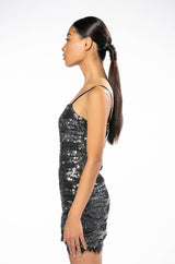 SHOW ME LOVE STRAPLESS SEQUIN MINI DRESS