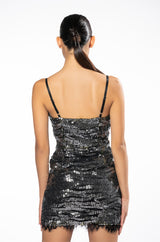 SHOW ME LOVE STRAPLESS SEQUIN MINI DRESS