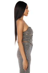SHOW OFF SEASON RUCHED CORSET TOP IN CHARCOAL
