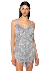 SHOW UP FRINGE MINI DRESS