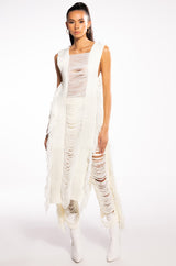 SHREDDED OPEN SIDES KNIT TOP