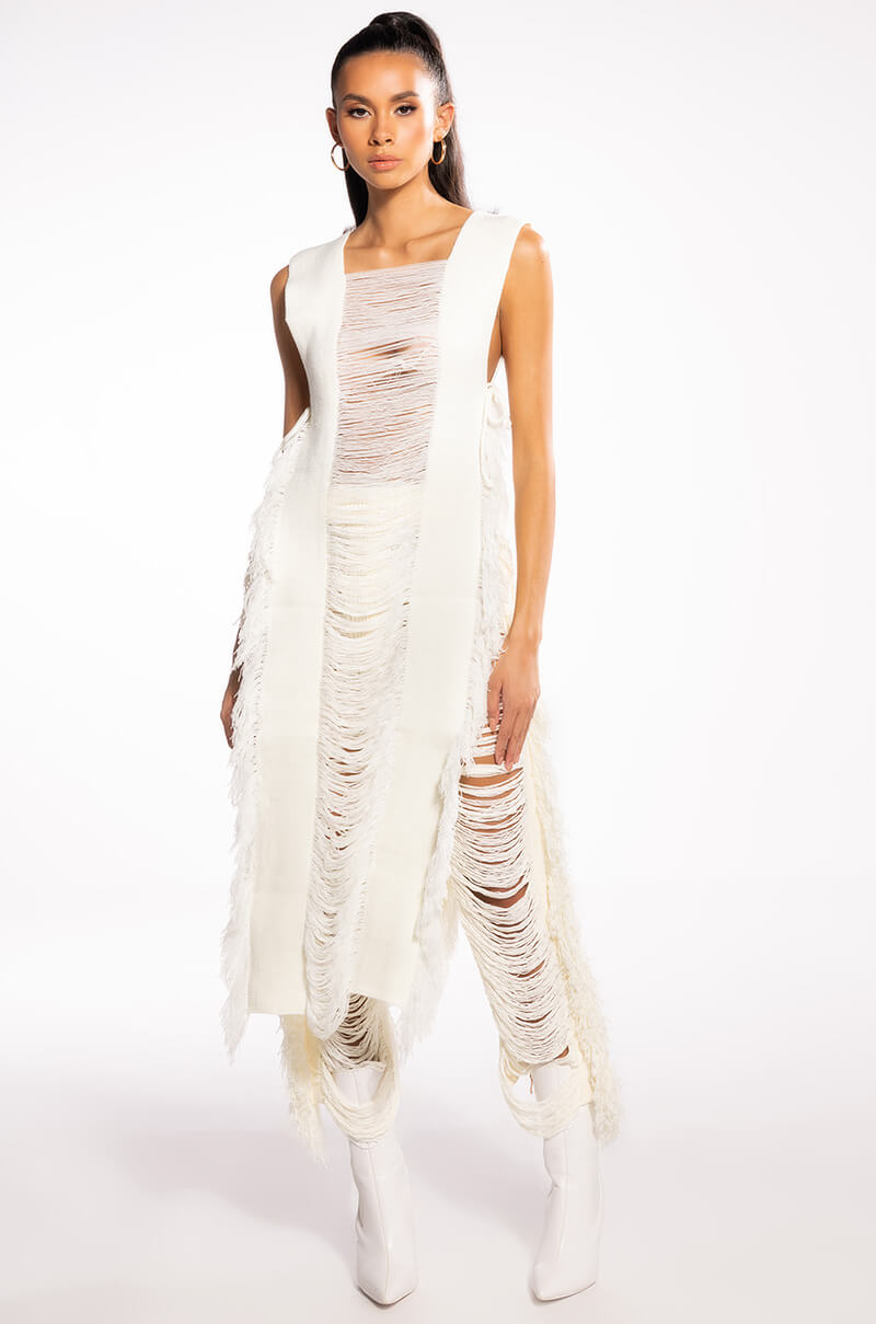 SHREDDED OPEN SIDES KNIT TOP