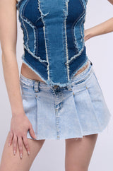 SICILY ACID WASHED DENIM MINI SKIRT