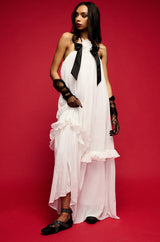 SIMPLY STATUESQUE FLOWER DETAIL MAXI DRESS