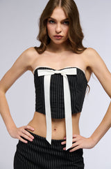 SITTING PRETTY PIN STRIPE CORSET TOP
