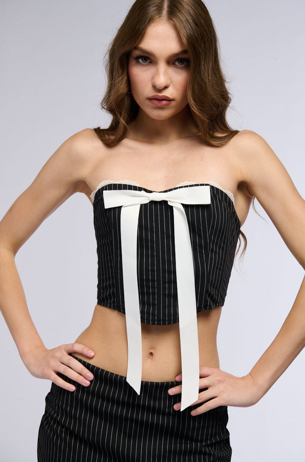 SITTING PRETTY PIN STRIPE CORSET TOP