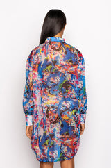 SKYART X AKIRA CHIFFON BUTTON UP MINI DRESS