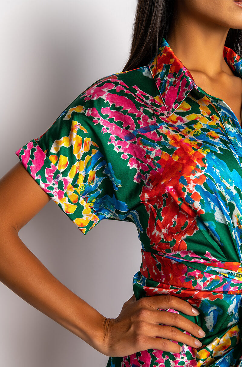 SKYART X AKIRA SATIN MIDI DRESS