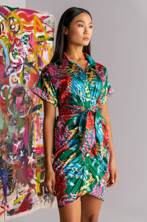 SKYART X AKIRA SATIN MIDI DRESS