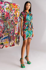 SKYART X AKIRA SATIN MIDI DRESS