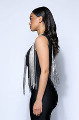 SLAY RHINESTONE FRINGE CROP TOP