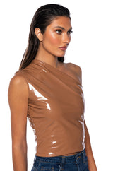 SLEEK VINYL ONE SHOULDER TOP