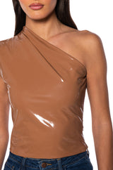 SLEEK VINYL ONE SHOULDER TOP